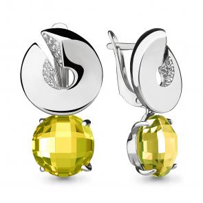 Серебряные серьги AQUAMARINE с фианитом и кварцем А4494311А фото