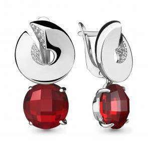 Серебряные серьги AQUAMARINE с фианитом и гранатом А4494385А фото