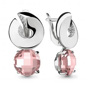 Серебряные серьги AQUAMARINE с фианитом и морганитом А4494390А фото