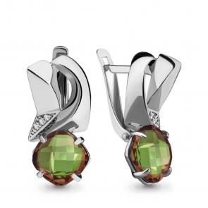 Серебряные серьги AQUAMARINE с фианитом и султанитом А4494719А фото