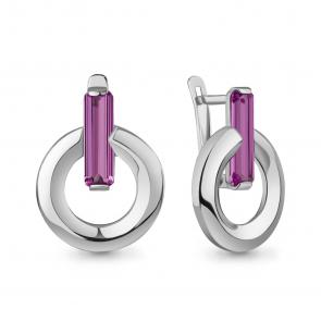 Серебряные серьги AQUAMARINE с аметистом А45000284 фото