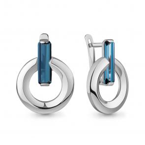 Серебряные серьги AQUAMARINE с Лондон топазом А45000293 фото