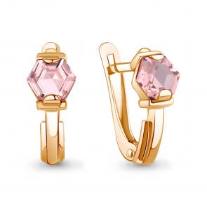 Серьги из золочёного серебра AQUAMARINE с морганитом А45001190-п фото