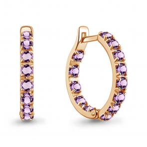 Серьги из золочёного серебра AQUAMARINE с аметистом А45001804-п фото