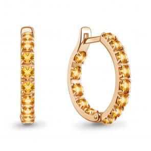 Серьги из золочёного серебра AQUAMARINE с цитрином А45001806-п фото