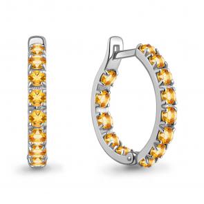 Серебряные серьги AQUAMARINE с цитрином А45001806 фото