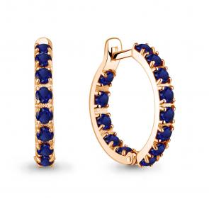 Серьги из золочёного серебра AQUAMARINE с гидротермальным сапфиром А450018Н-п фото