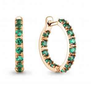 Серьги из золочёного серебра AQUAMARINE с гидротермальным изумрудом А450018П-п фото