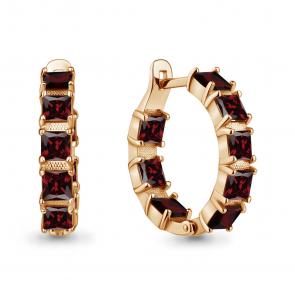 Серьги из золочёного серебра AQUAMARINE с гранатом А45002103-п фото