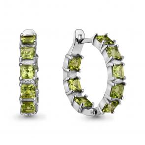 Серебряные серьги AQUAMARINE с хризолитом А45002107 фото