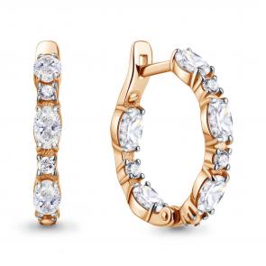 Серьги из золочёного серебра AQUAMARINE с фианитом А450022А-п фото