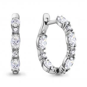 Серебряные серьги AQUAMARINE с фианитом А450022А фото