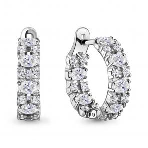 Серебряные серьги AQUAMARINE с фианитом А450023А фото