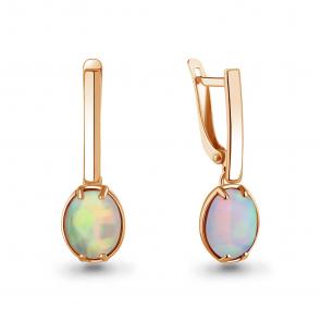 Серьги из золочёного серебра AQUAMARINE с опалом А45005798-п фото