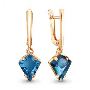 Серьги из золочёного серебра AQUAMARINE с Лондон топазом А45006093-п фото