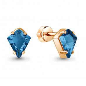 Серьги из золочёного серебра AQUAMARINE с Лондон топазом А45006193-п фото