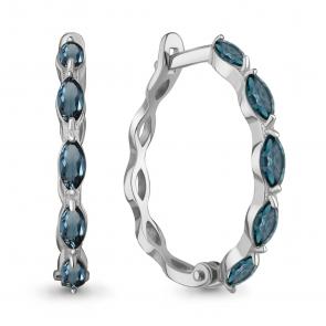 Серебряные серьги AQUAMARINE с Лондон топазом А45010408 фото