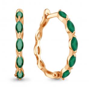 Серьги из золочёного серебра AQUAMARINE с агатом А45010409-п фото