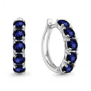 Серебряные серьги AQUAMARINE с гидротермальным сапфиром А450105Н фото