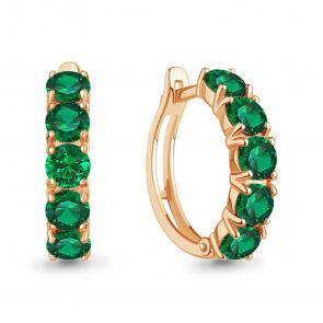 Серьги из золочёного серебра AQUAMARINE с гидротермальным изумрудом А450105П-п фото