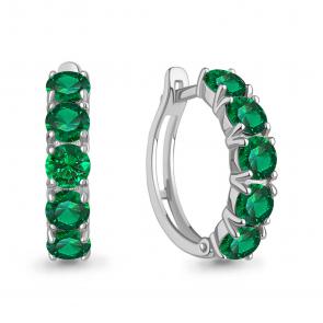 Серебряные серьги AQUAMARINE с гидротермальным изумрудом А450105П фото