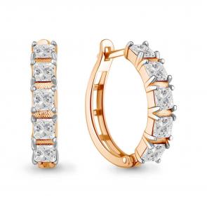 Серьги из золочёного серебра AQUAMARINE с фианитом А450106-п фото