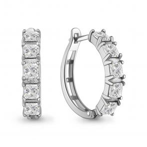 Серебряные серьги AQUAMARINE с фианитом А450106 фото