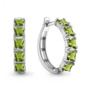 Серебряные серьги AQUAMARINE с хризолитом А45010607 фото