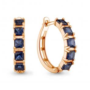 Серьги из золочёного серебра AQUAMARINE с гидротермальным сапфиром А450106Н-п фото