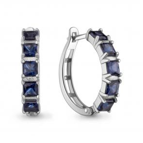 Серебряные серьги AQUAMARINE с гидротермальным сапфиром А450106Н фото