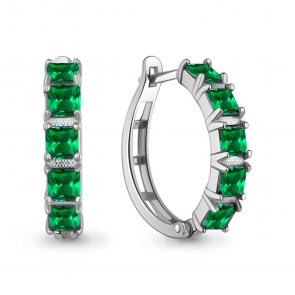 Серебряные серьги AQUAMARINE с гидротермальным изумрудом А450106П фото