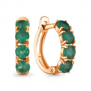 Серьги из золочёного серебра AQUAMARINE с агатом А45010709-п фото