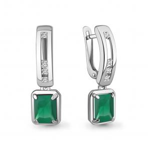 Серебряные серьги AQUAMARINE с фианитом и агатом А45011409 фото