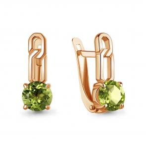 Серьги из золочёного серебра AQUAMARINE с хризолитом А45011707-п фото