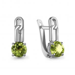 Серебряные серьги AQUAMARINE с хризолитом А45011707 фото