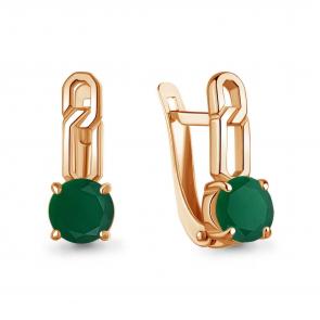 Серьги из золочёного серебра AQUAMARINE с агатом А45011709-п фото