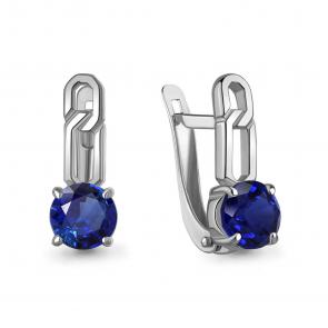 Серебряные серьги AQUAMARINE с гидротермальным сапфиром А450117Н фото