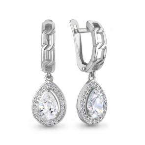 Серебряные серьги AQUAMARINE с фианитом А450119А фото