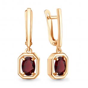 Серьги из золочёного серебра AQUAMARINE с гранатом А45012103-п фото