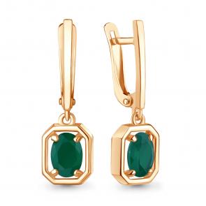 Серьги из золочёного серебра AQUAMARINE с агатом А45012109-п фото