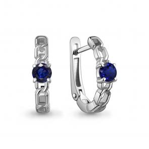 Серебряные серьги AQUAMARINE с гидротермальным сапфиром А450128Н фото