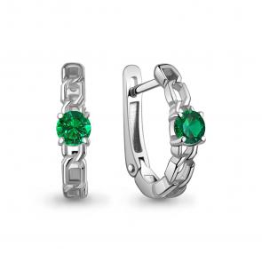 Серебряные серьги AQUAMARINE с гидротермальным изумрудом А450128П фото