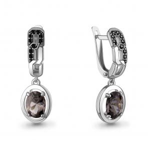 Серебряные серьги AQUAMARINE с ювелирным кристаллом А450129Ч фото