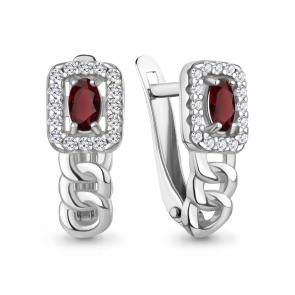 Серебряные серьги AQUAMARINE с фианитом и гранатом А45013603А фото