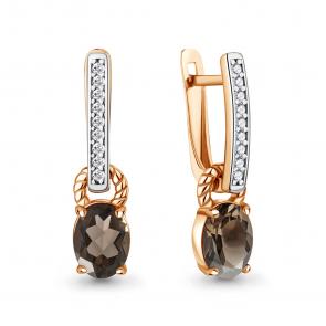 Серьги-трансформеры из золоченого серебра AQUAMARINE с кварцем и фианитом А45014301А-п фото