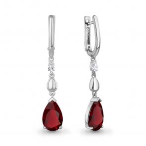 Серебряные серьги AQUAMARINE с фианитом и гранатом А45015385 фото