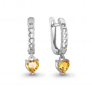Серебряные серьги AQUAMARINE с цитрином А45015806 фото