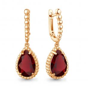 Серьги из золочёного серебра AQUAMARINE с гранатом А45016185-п фото