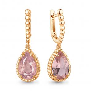 Серьги из золочёного серебра AQUAMARINE с морганитом А45016190-п фото