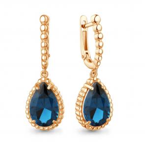 Серьги из золочёного серебра AQUAMARINE с Лондон топазом А45016193-п фото